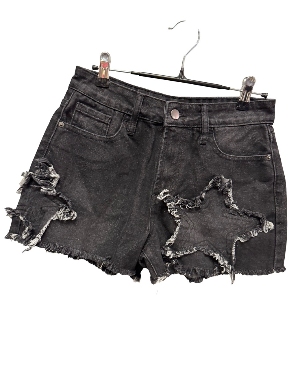 1182 / Fashion Nova Burning Bright Star Patch Denim Shorts Size 3 JR NWT